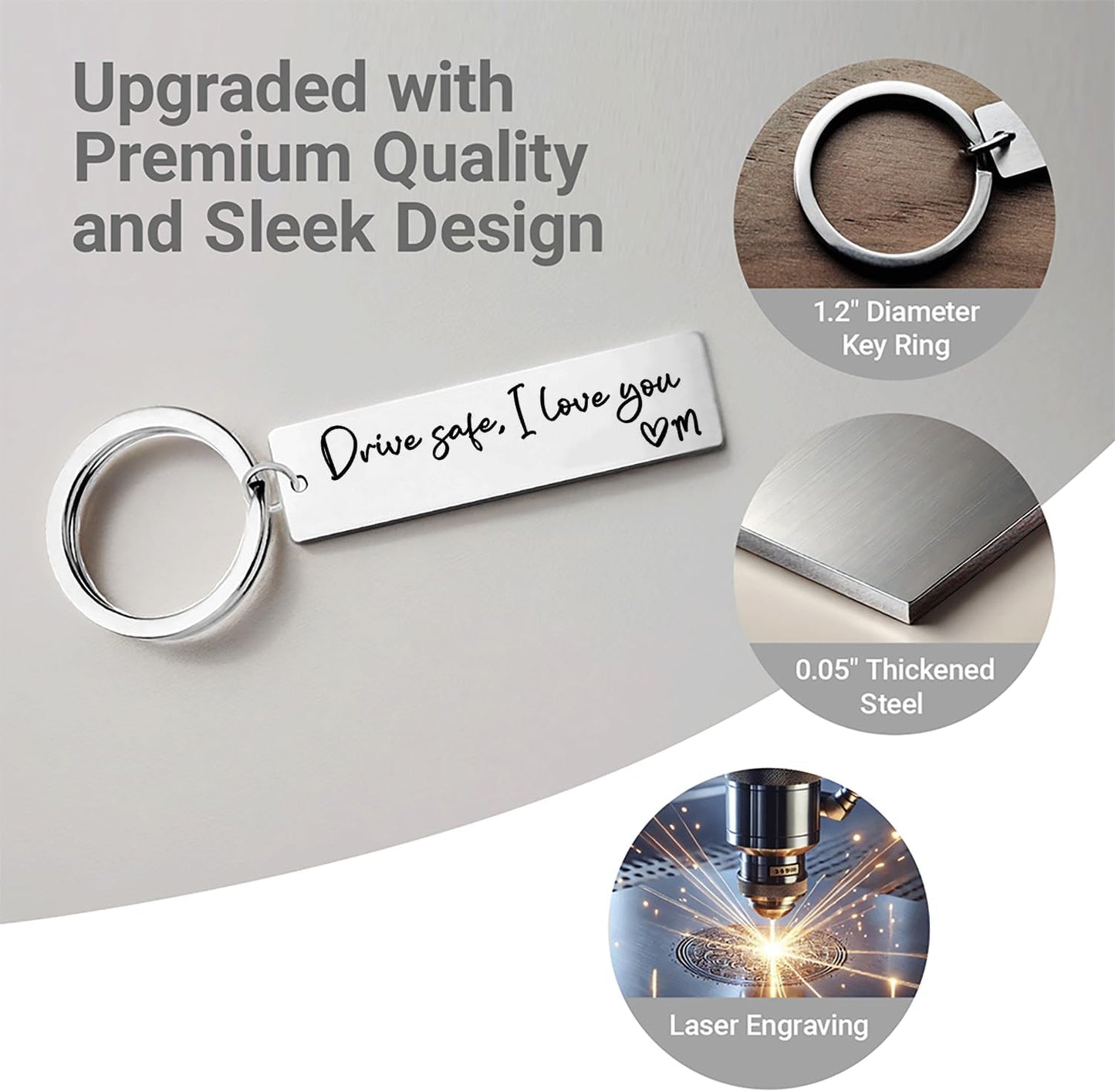 Drive Safe I Love You with Initial Customizable Laser Engraving Key Chain Gift for Him Valentine Wedding Personalized Gifts