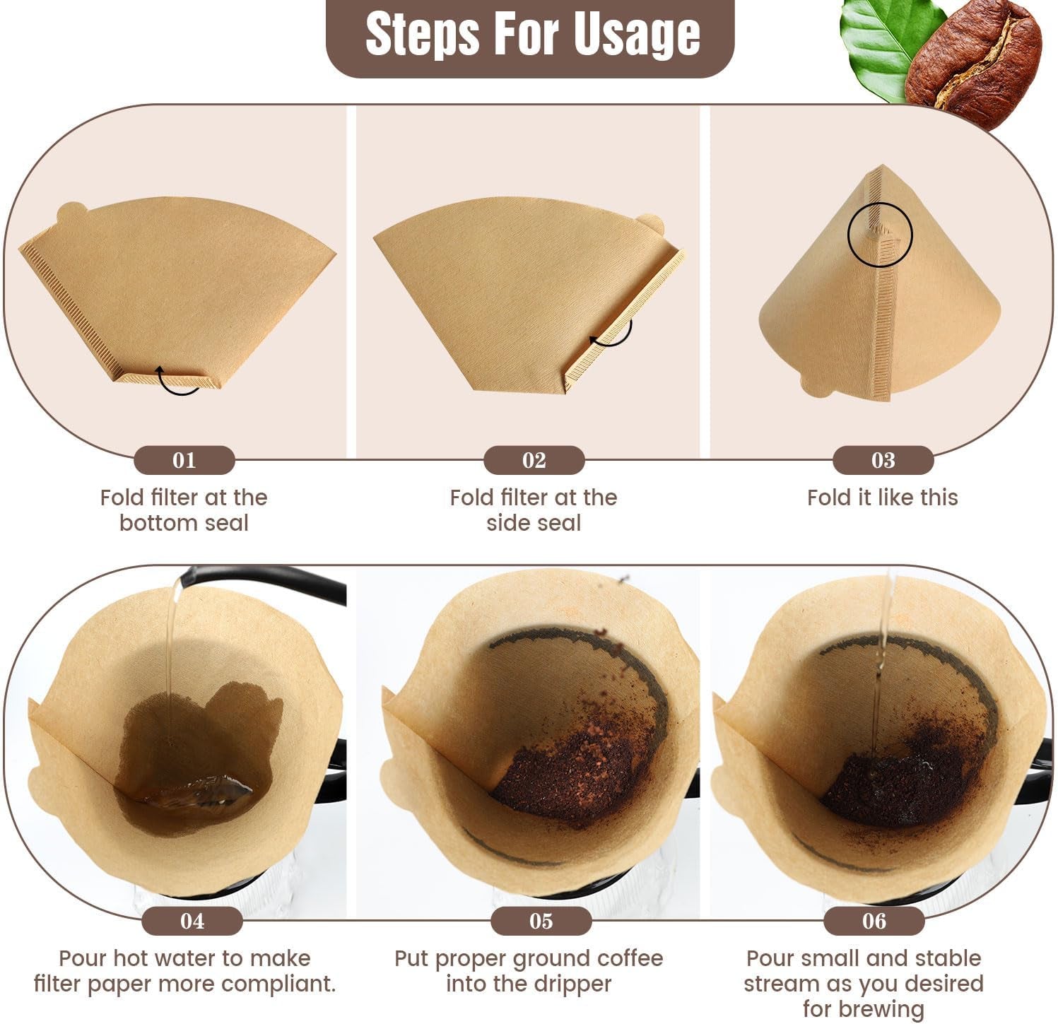 200 Count Cone Coffee Filters #4, Unbleached 04 Coffee Filters 8-12 Cup, Disposable Natural Paper Filters, No.4 Cone Filters for Ninja, Pour over and Drip Coffee Maker