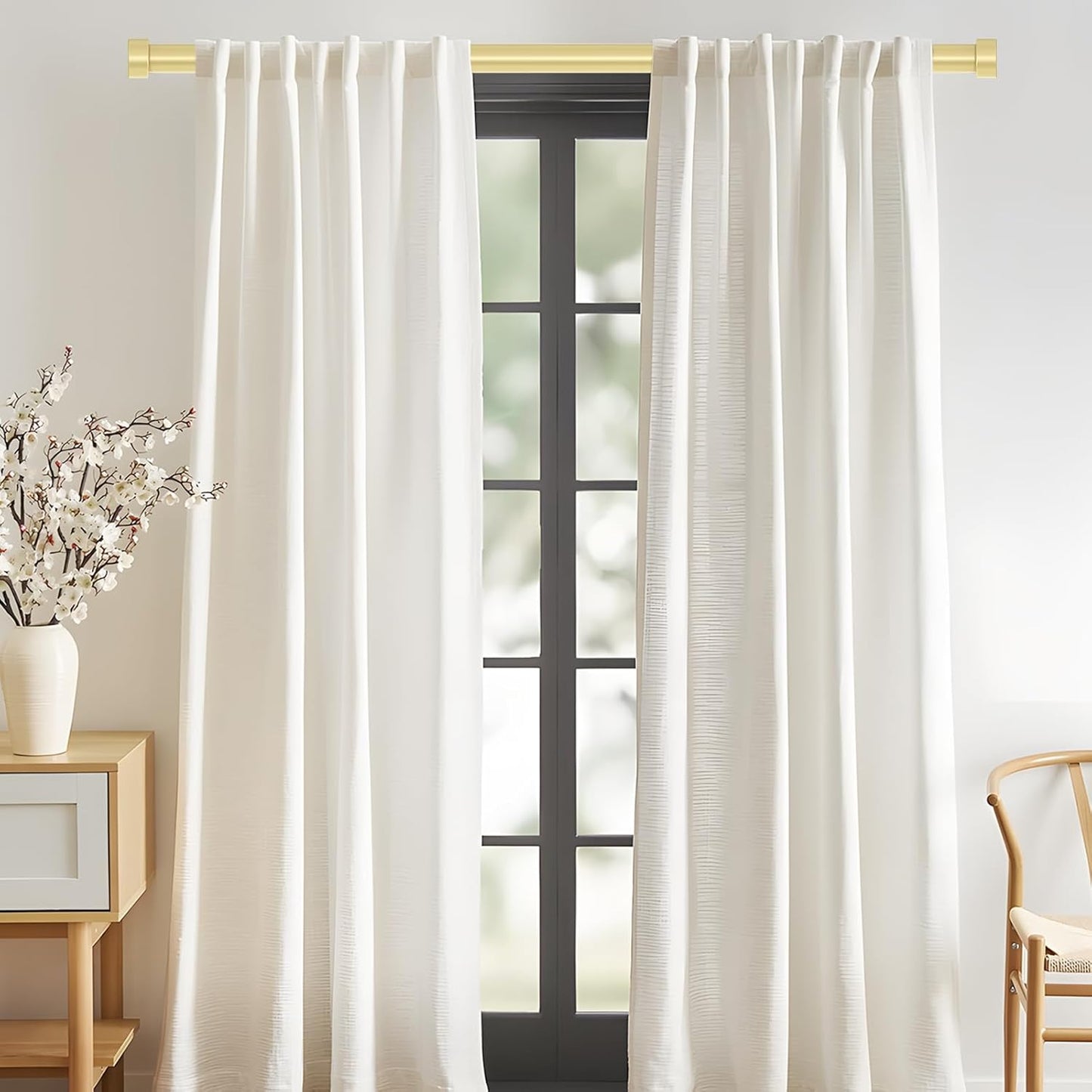 Gold Curtain Rods for Windows 18 to 42 Inch(1.5-3.5 Feet),1" Diameter Drapery Rods with Modern Style End Cap Finials,Size:18-42 Inch, Brass