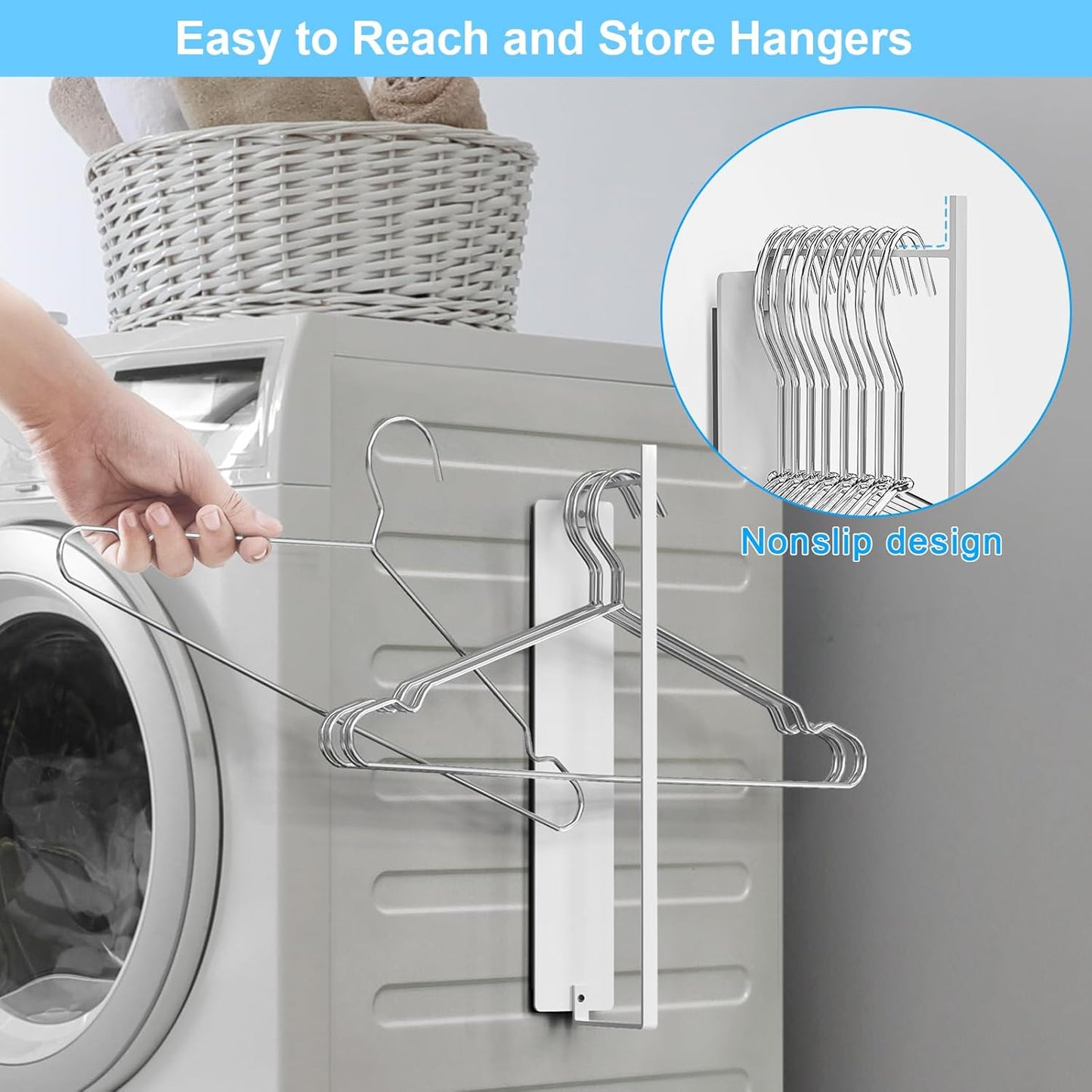 Hanger Organizer Magnetic Hanger Holder for Washing Machine Laundry Room Organization,Clothes Hangers Stacker Coat Hanger Stacker Stand Rack for Adult Kids Velvet Pants Hangers Storage