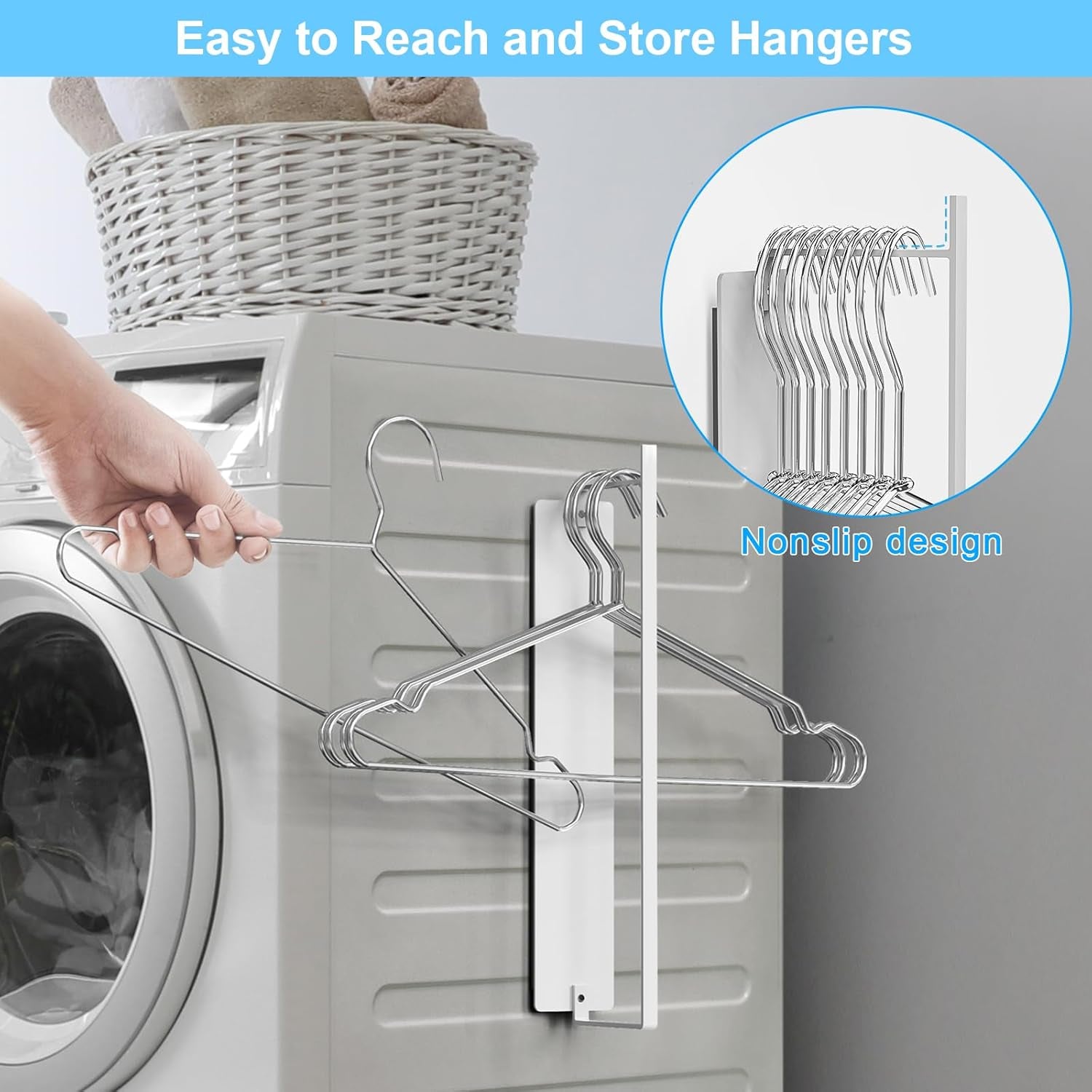 Hanger Organizer Magnetic Hanger Holder for Washing Machine Laundry Room Organization,Clothes Hangers Stacker Coat Hanger Stacker Stand Rack for Adult Kids Velvet Pants Hangers Storage