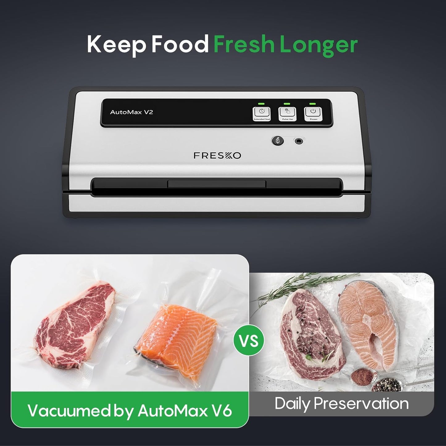 Vacuum Sealer Machine with Automatic Bag Detection, Double Heat Seal, Compact Food Sealer, Easy to Use, Starter Kit