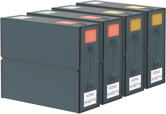 Bed Sheet Organizers and Storage - 4 Pack (Queen or King Size),Foldable Storage Box for Duvet Cover Set, Linen Closet Organizer for Bedding Clothes Blankets, Grey