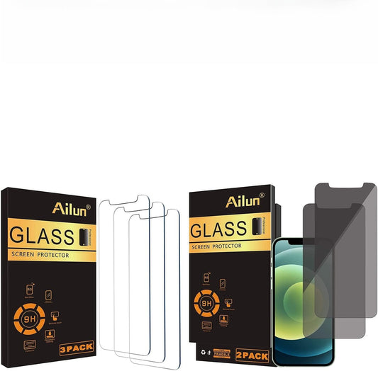 Glass Screen Protector - 3 Pack for Iphone 12/12 Pro 2020 6.1 Inch & Privacy Screen Protector - 2 Pack for Iphone 12/12 Pro 2020 6.1 Inch