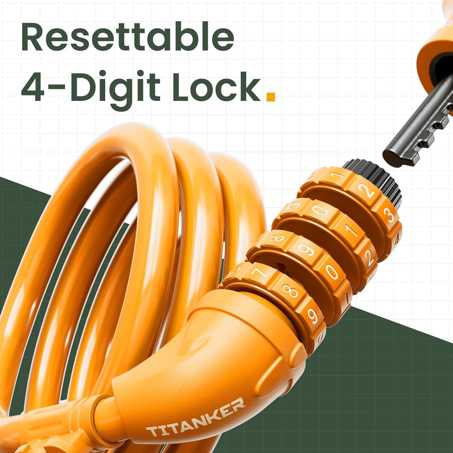 Bike Lock, Bicycle Lock 4 Feet Cable Lock 1/2 Inch Resettable Bike Lock Combination with Mounting Bracket, Bike Accessories for Bicycle, Electric Scooter, Motorcycle