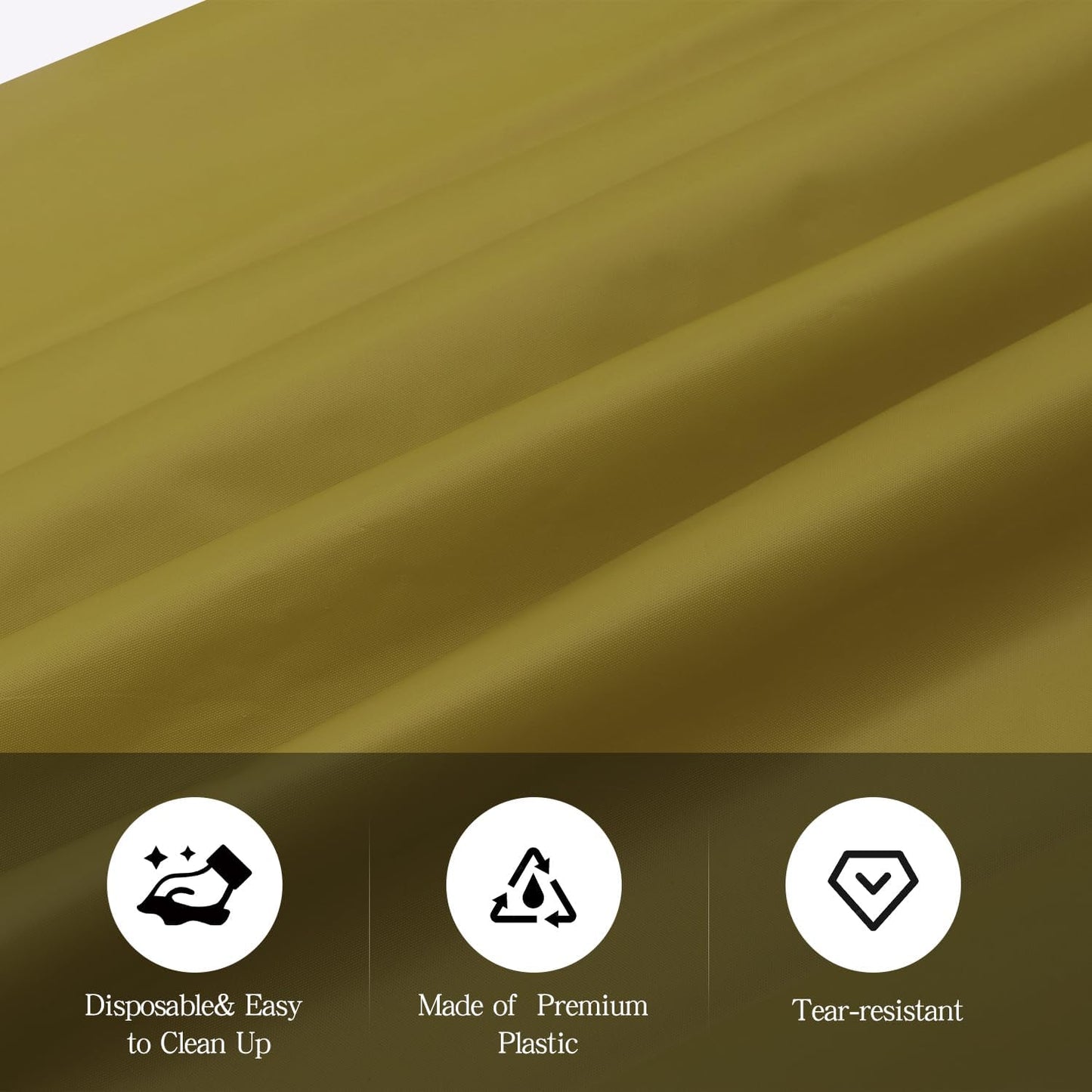 Gold 6 Pack Plastic Table Cloth 54" X 108", Disposable Tablecloths Rectangle Table Cover, Plastic Tablecloths for Parties