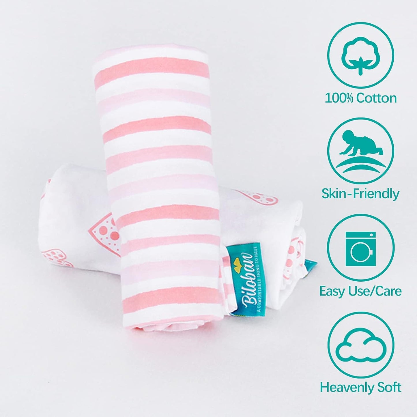 Nursing Pillow Cover 2 Pack for Boppy Pillow 100% Stretchy Cotton Large Zipper Super Soft & Breathable Infant Support Breastfeeding Cover for Moms or Little Girl Gifts