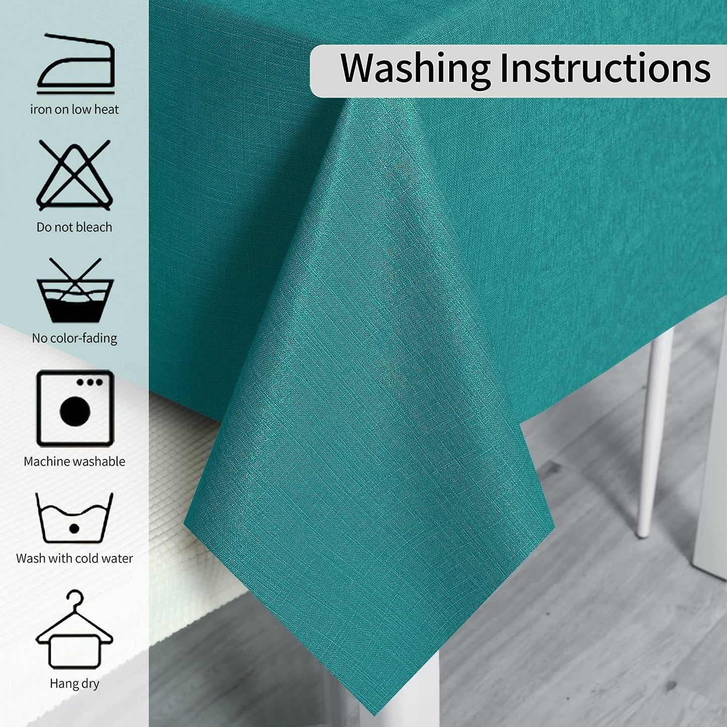 Vinyl Tablecloth for Picnic Camping Outdoor, 100% Waterproof Oil-Proof Spill-Proof PVC Table Cloth, Wipeable Thick Rectangle Tablecloth Cover (54 X 54 Inch, Green)