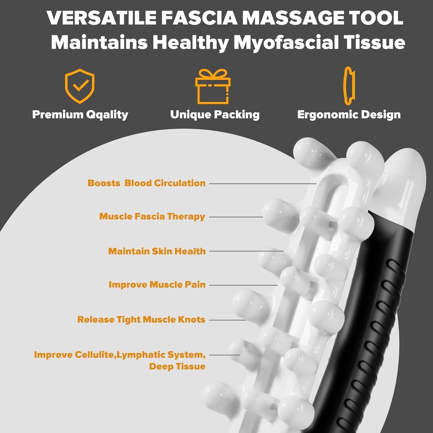 Fascia Massage Tool Blaster for Cellulite - Myofascial Release Tools for Trigger Point, Deep Tissue System Relief, Fascia Blaster for Muscle Knot Recovery & Relaxtion, Full Body Massager, Black