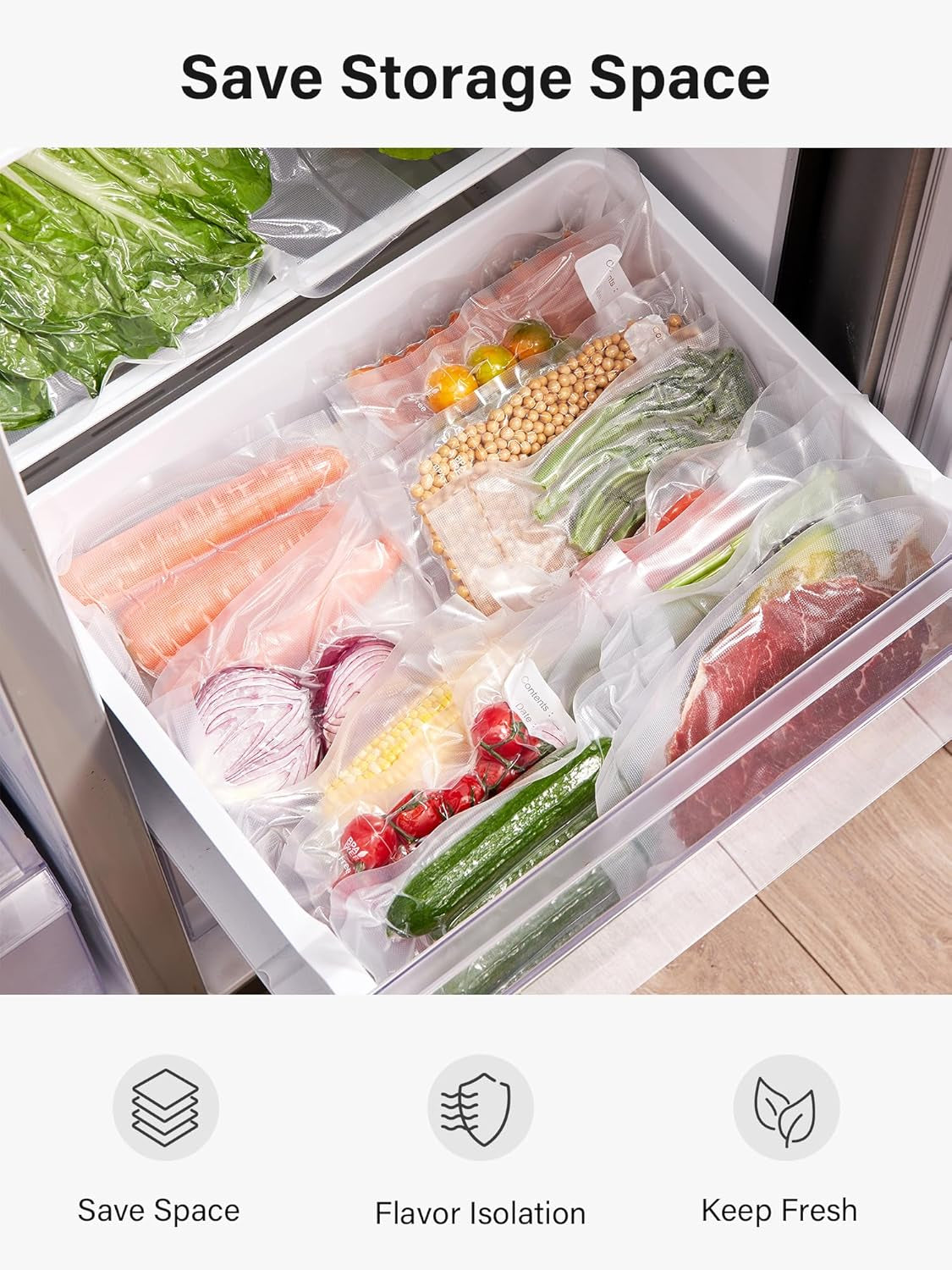 Vacuum Sealer Bags, 150 Gallon 11" X 16", Quart 8" X 12" and Pint 6" X 10" Vacuum Seal Bags for Food, Commercial Heavy Duty, BPA Free, Precut Food Vac Bag for Storage, Meal Prep or Sous Vide