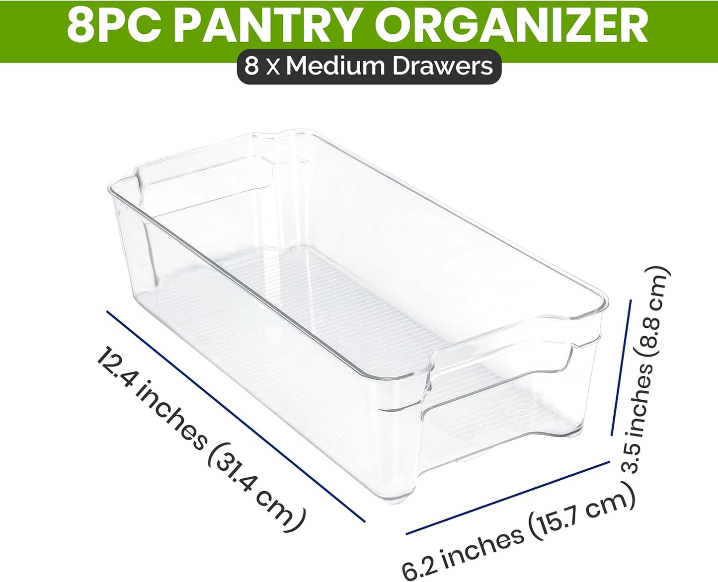 - Fridge Organizer Bins - Refrigerator Organizing Bins - Pantry Organizers & Storage - Stackable for Home & Kitchen Pantry Organization - Clear Plastic Containers (8 Pack)