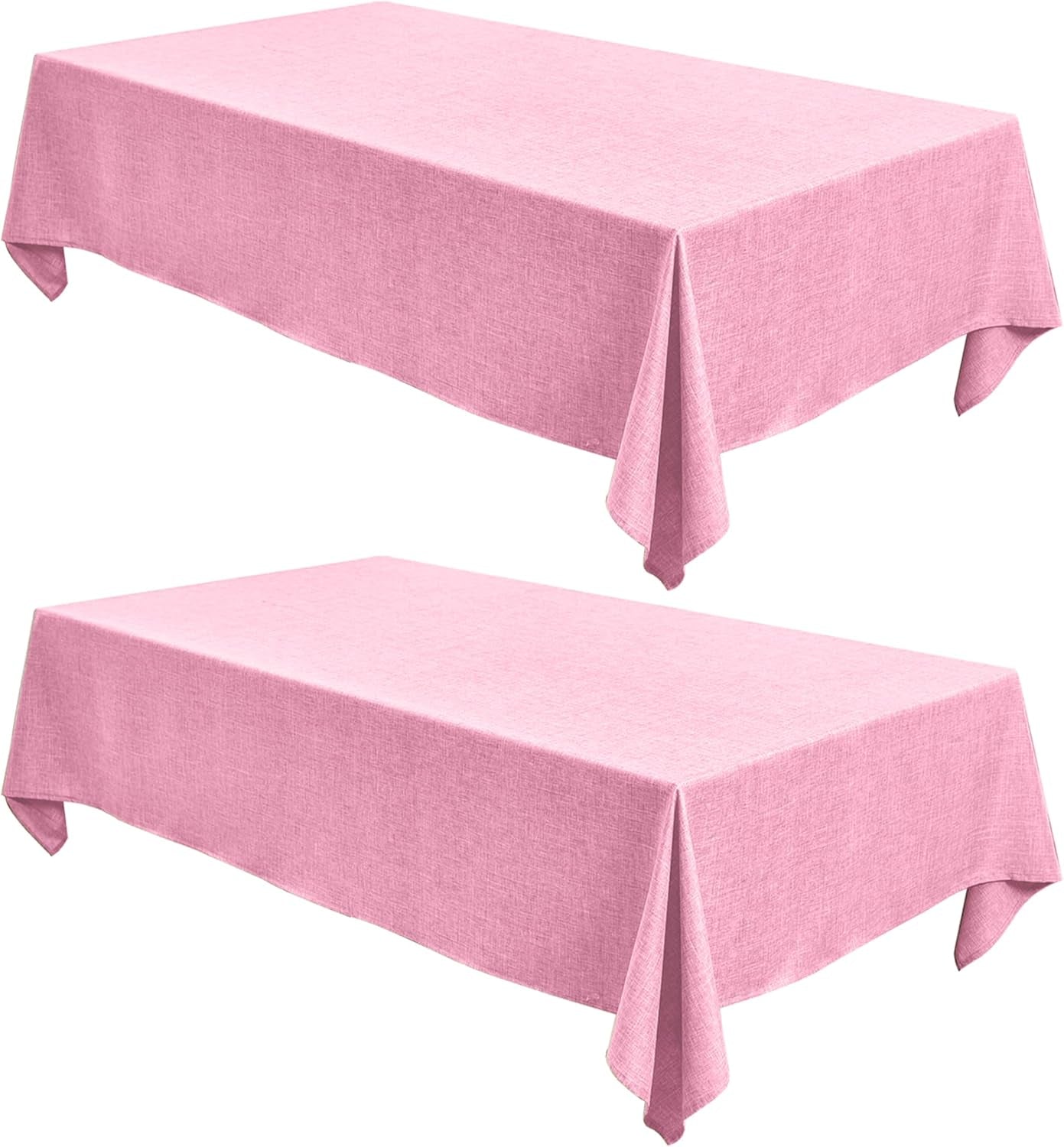 Faux Linen Tablecloths for Rectangle Tables - Water and Stain Resistant Farmhouse Style, Washable Burlap Textured Covers for Dining and Events (2 Pack, 52x70 Inch, Pink)