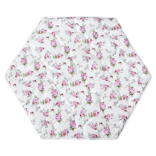 Hexagon Playpen Mat, Floral Print Baby Playmat Fits Regalo Portable Play Yard 48 Inch, Six Pannel Playpen Kids Tent Mat Hexagon Rug Mat