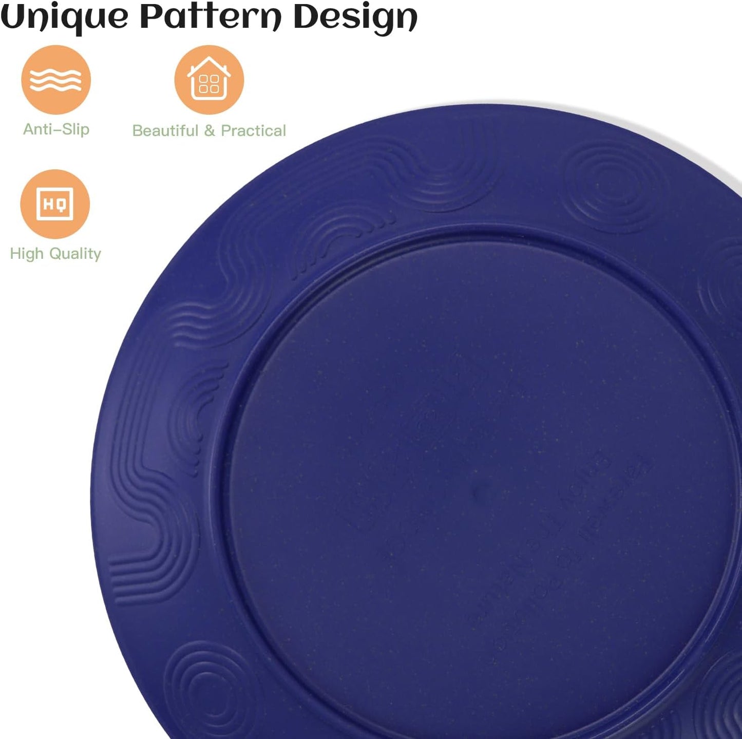 Wheat Straw Dinnerware Set for 8 - 40 Pieces Including Dinner Plates, Cups, and Pasta Bowls - Microwave Safe - Blue
