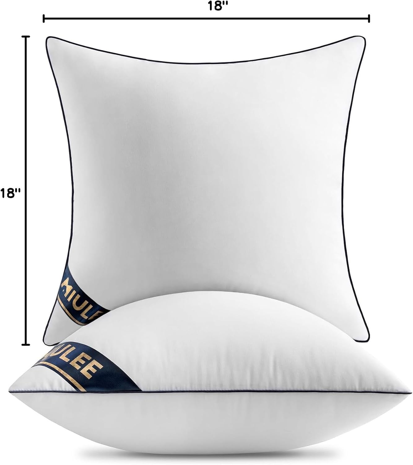 Premium 18x18 Inch Down Alternative Pillow Inserts - Set of 2 Decorative Throw Pillows for Sofa and Couch