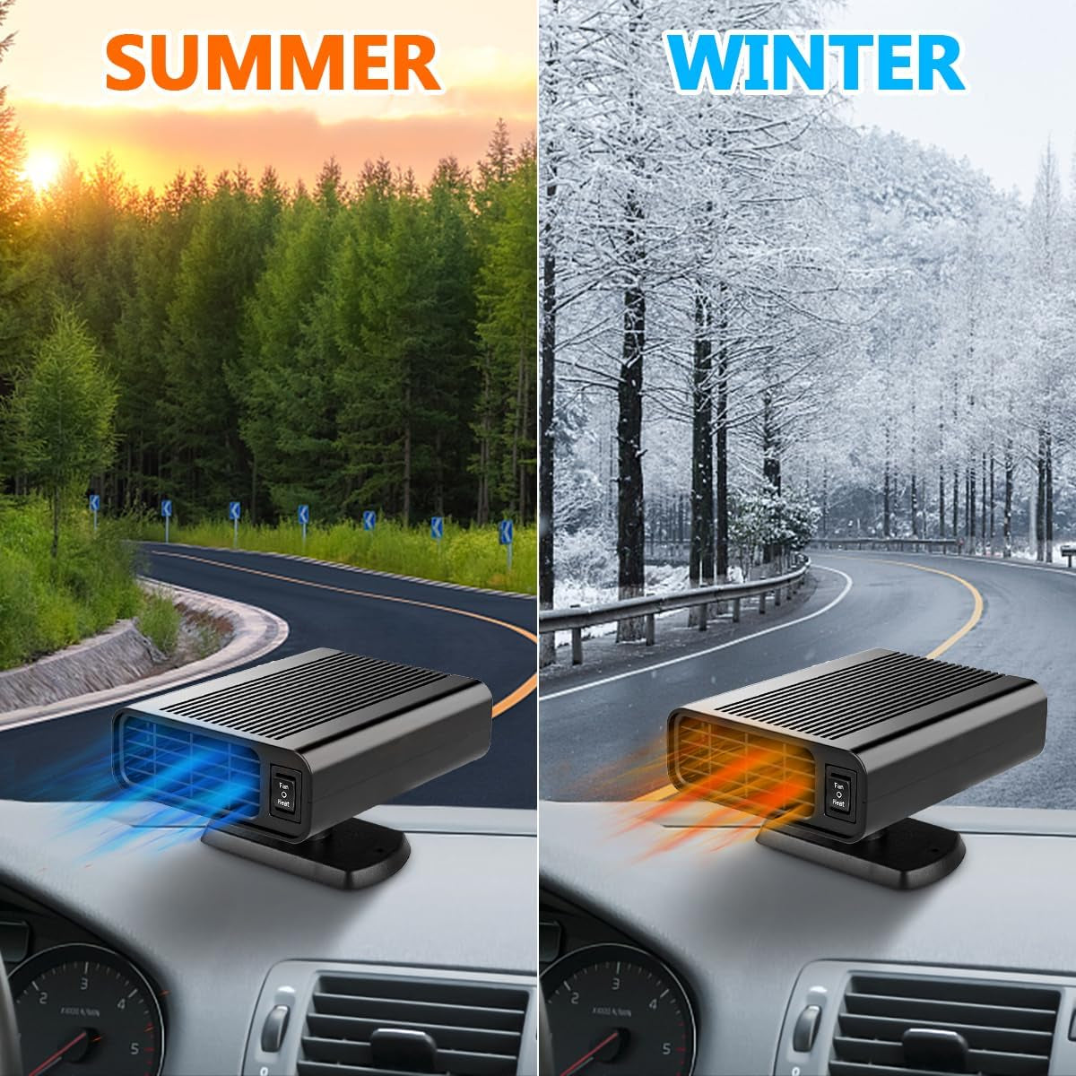 Car Heater,12V 150W with Heating and Cooling 2 in 1 Modes Heating/Cooling Automobile Heater Demister Vehicle Heater Fan Suitable for All Car,Christmas Gifts