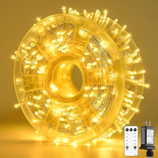 400 LED String Lights Indoor Outdoor Waterproof, 132 Ft Warm White Christmas Lights Plug in with Remote, 8 Modes Led String Lights for outside Patio Holiday Party Bedroom Classroom Decor