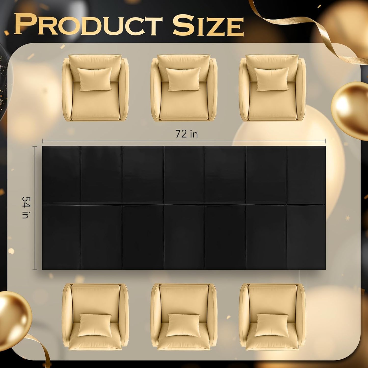 Black Foil Disposable Tablecloth - 54 x 72 Inches, Waterproof Plastic Cover for Birthday, Graduation, Halloween, and Anniversary Celebrations