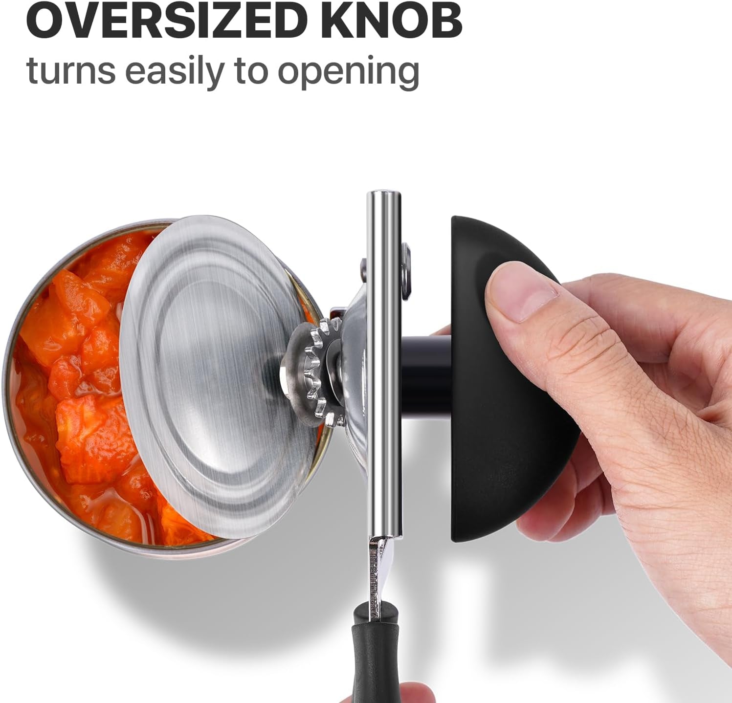 Can Opener Manual Heavy Duty,  Hand Held Can Openers for Seniors with Comfort Grip Sharp Blade, Solid Steel Hand Manual Can Open with Magnet for Kitchen Camping, Black