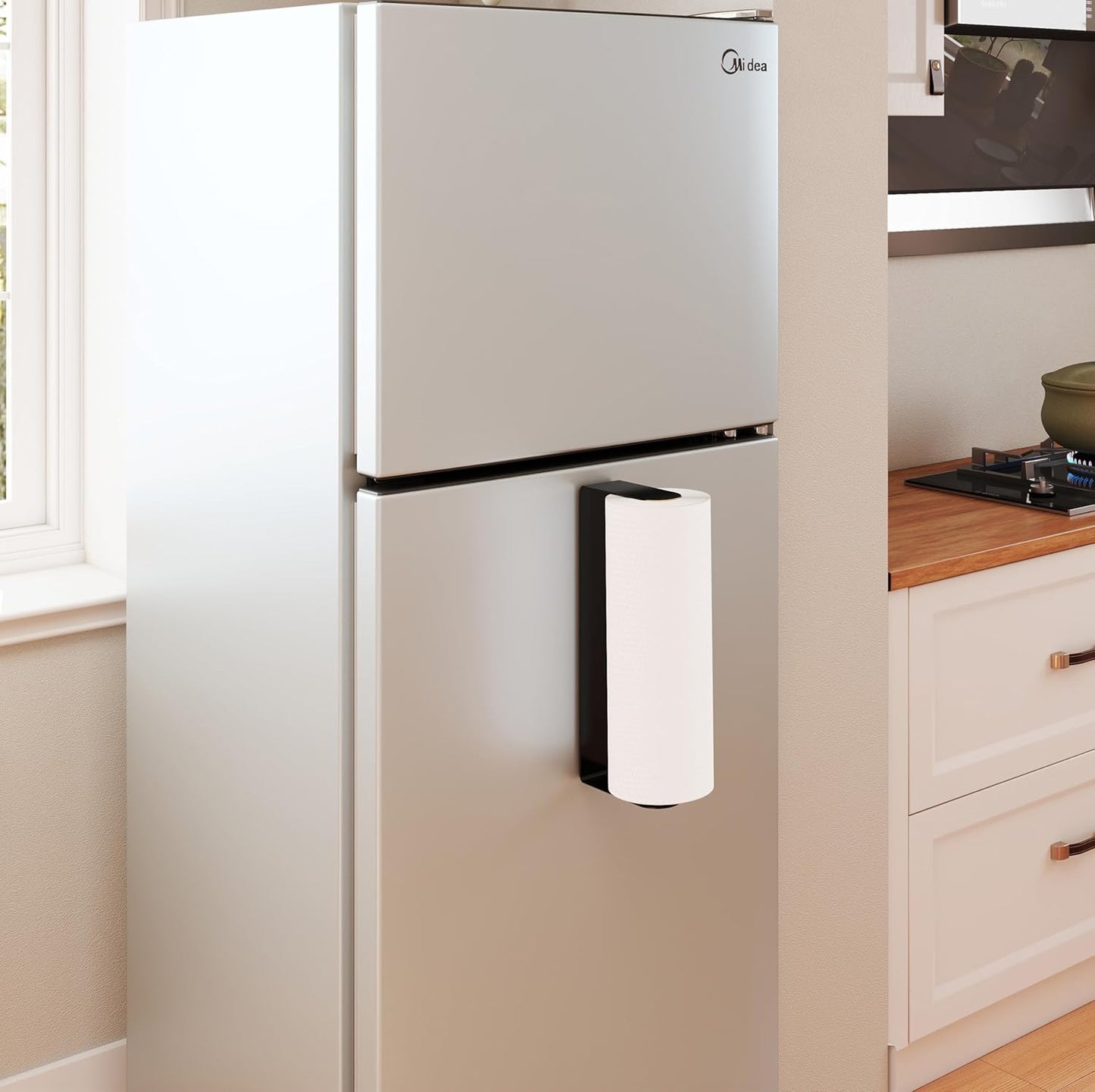 Magnetic Black Paper Towel Holder for Kitchen, Outdoor Grill, and Garage - Durable Stainless Steel Rack with Strong Magnets