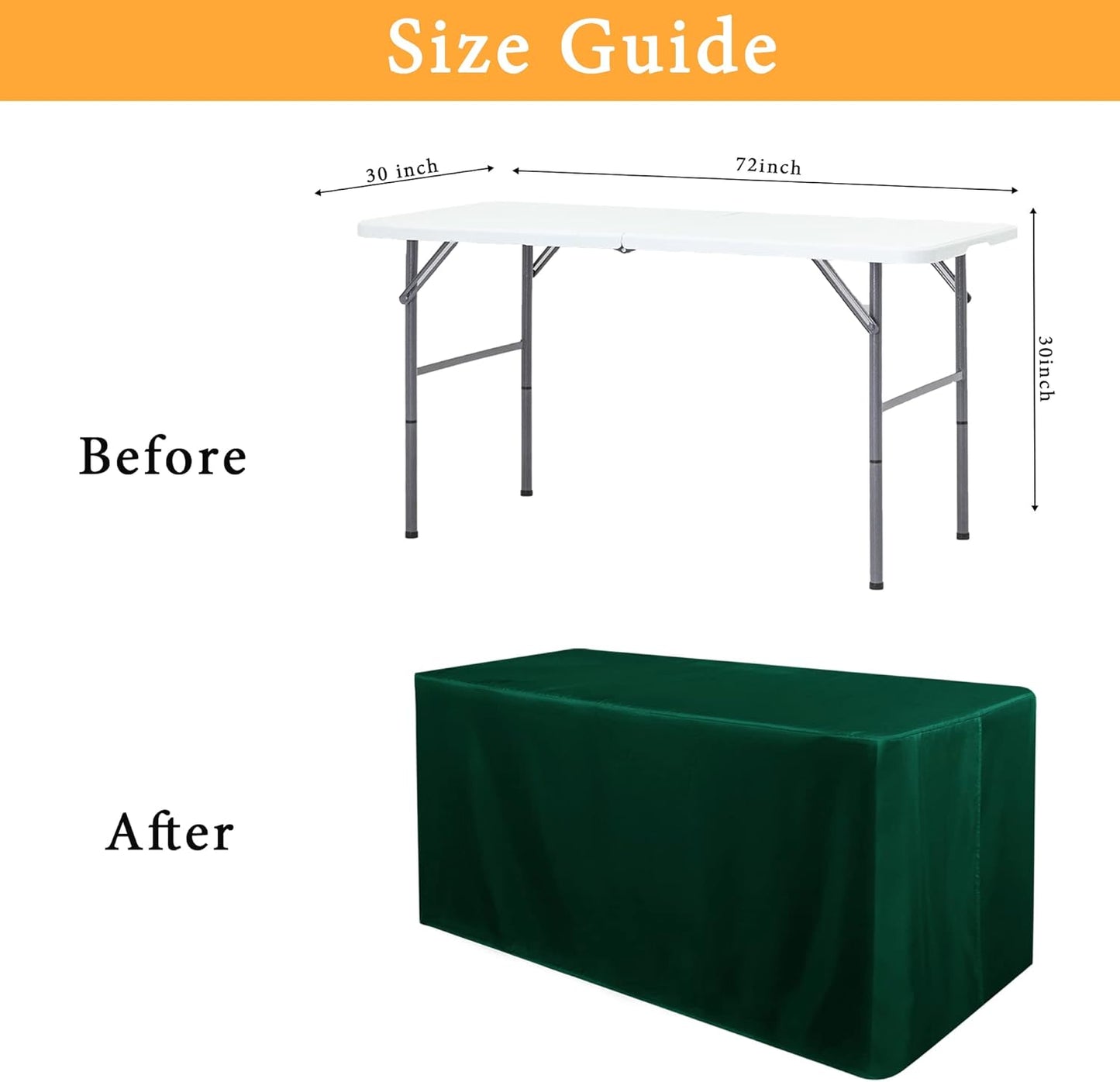 2 Pack Blackish Green Table Cloths for 6 Foot Rectangle Tables - Water Resistant Washable Fabric Polyester Rectangle Table Cover Protector for Wedding, Banquet and Trade Shows
