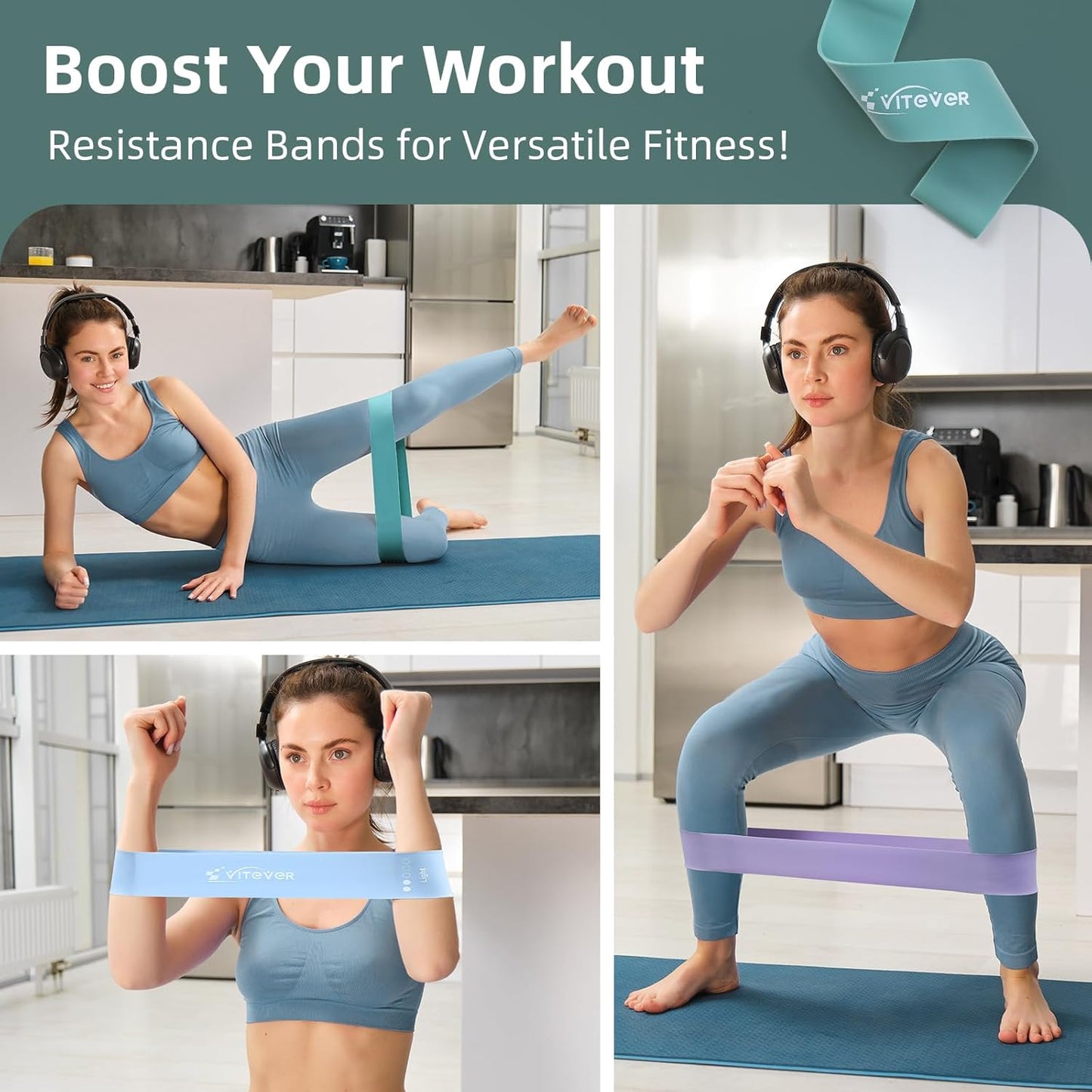 Resistance Bands for Working Out, Exercise Bands Resistance Band for Physical Therapy, Stretch Bands for Legs, Arm, Whole-Body Fitness, Booty, Stretching, Women & Men Workout Bands