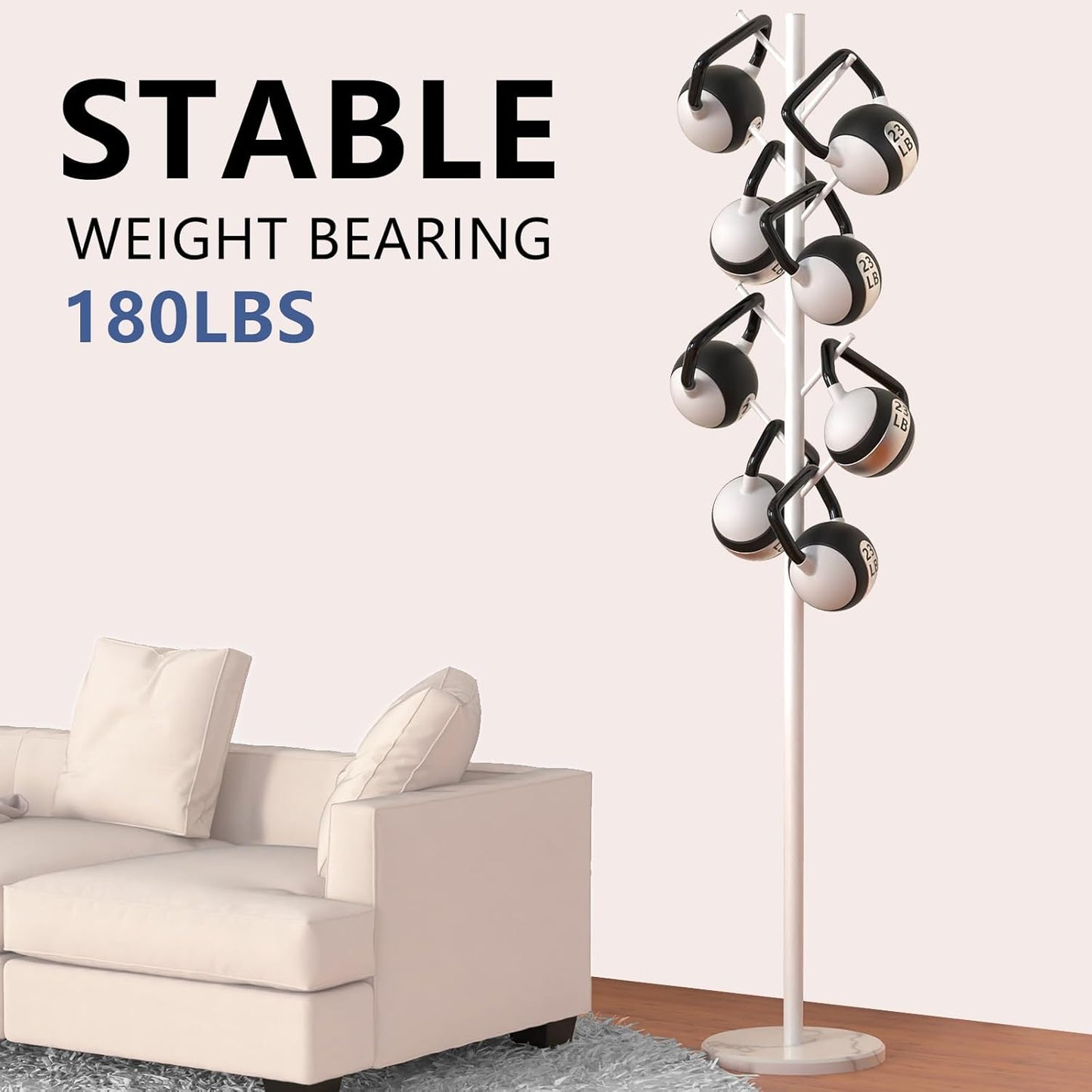 Heavy Duty Coat Rack with Natural Marble Base, Freestanding Metal Coat Stand with 8 Hooks, Modern Stable Coat Hanger Tree for Bags, Jacket, Clothes, and Hats, White Metal