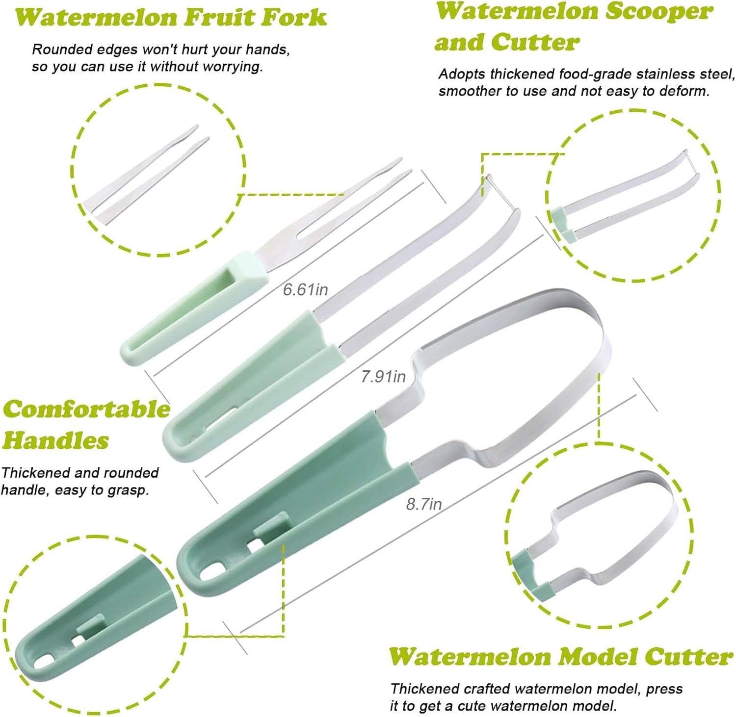 Watermelon Cutter Slicer, Watermelon Popsicle Mould, 3 in 1 Melon Scoop Fruit Scooper Tool for Dig Pulp Separator, Creative Dig Melon Kitchen Gadgets, Fruit Cutters Shapes, Fruit Scooper