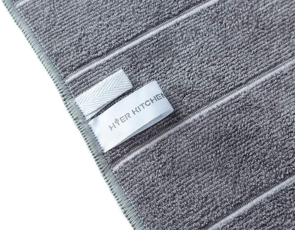Microfiber Kitchen Towels - Super Absorbent, Soft and Solid Color Dish Towels, 8 Pack (Stripe Designed Grey and White Colors), 26 X 18 Inch