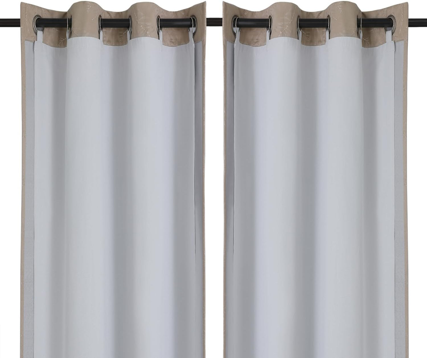 2 Panels 100% Blackout Curtain Liners with 13 Rings, 100% Darkening Blackout Liner for 63 Inch Curtains, Each 40" Wx58 L, 2 Liners per Set with 14 Pieces Rings