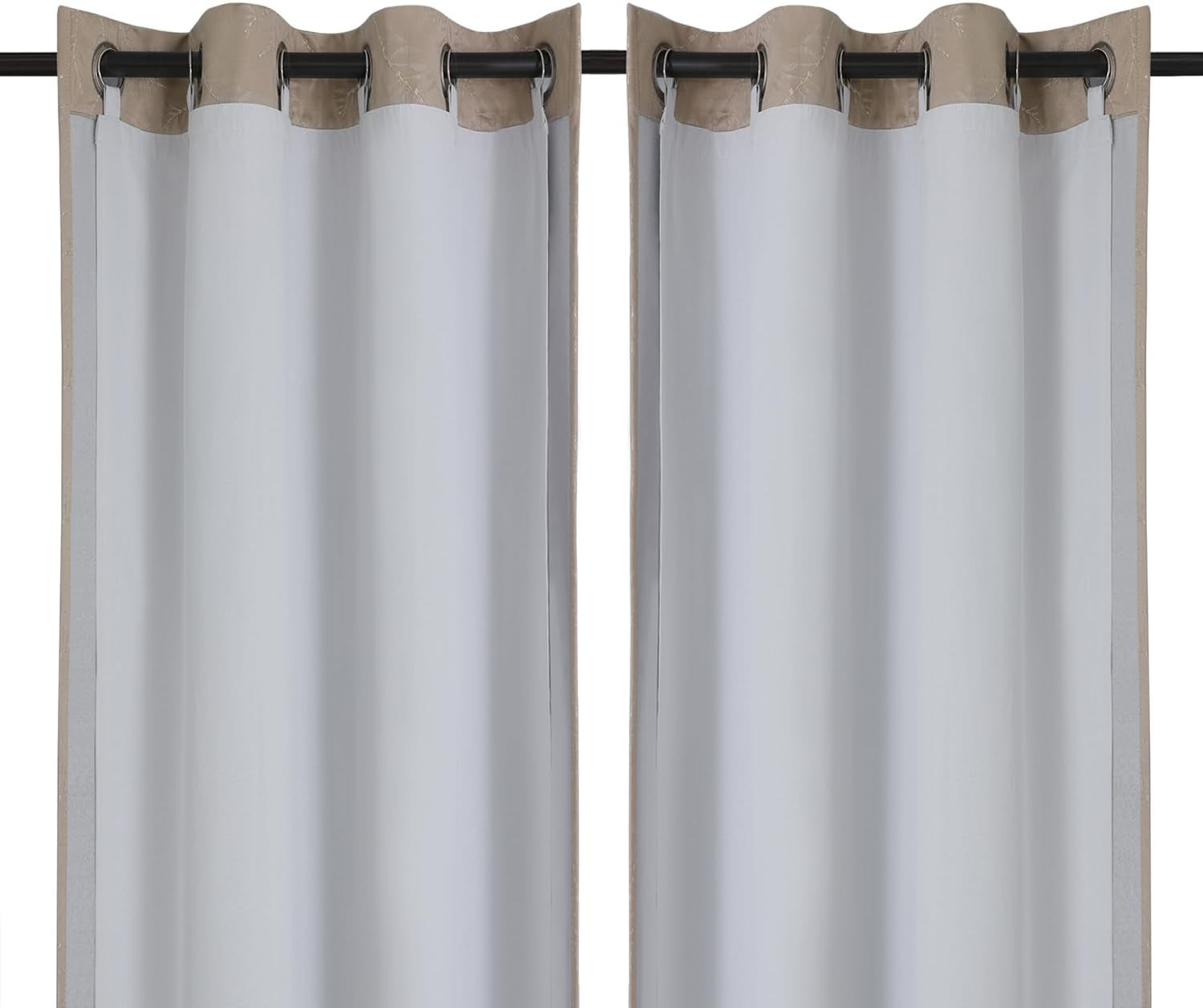 2 Panels 100% Blackout Curtain Liners with 13 Rings, 100% Darkening Blackout Liner for 63 Inch Curtains, Each 40" Wx58 L, 2 Liners per Set with 14 Pieces Rings