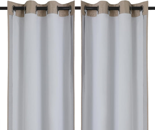 2 Panels 100% Blackout Curtain Liners with 13 Rings, 100% Darkening Blackout Liner for 63 Inch Curtains, Each 40" Wx58 L, 2 Liners per Set with 14 Pieces Rings