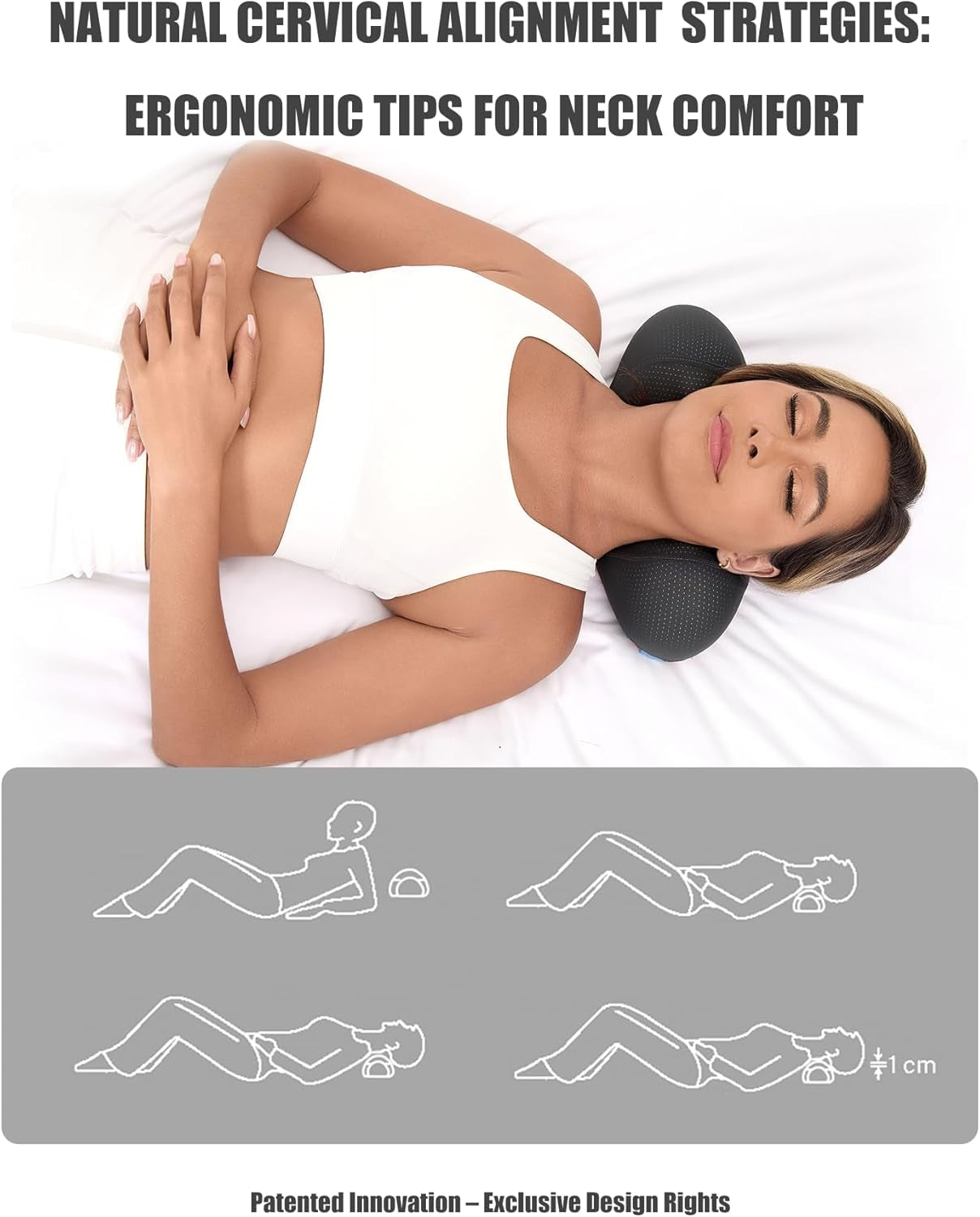 Patented Dual-Layer Cervical Neck Roll Pillow-Comfort Top + Firm Memory Foam Base,Ergonomic Contour Support,Cooling Breathable Case- Relieves Neck Pain from Office,Travel,Sleep& Poor Posture