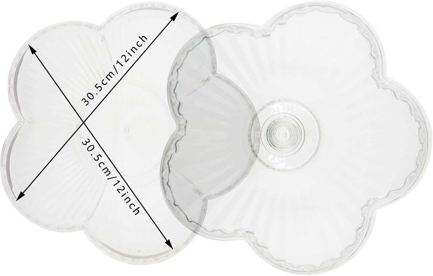 Creative Acrylic Multifunctional Party Snack Tray with Lid,Serving Dishes for Dried Fruits Nuts Candies Fruits,6-Compartment (Clear Flower)