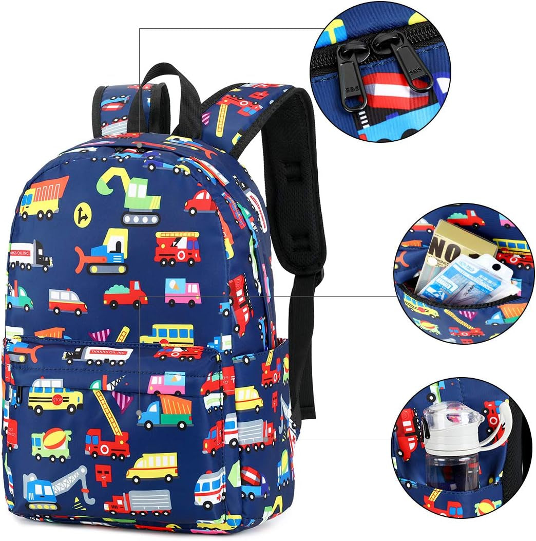 Preschool Backpack Kids School Bookbags for Boys Girls Kindergarten Toddler School Bags (Truck Navy)