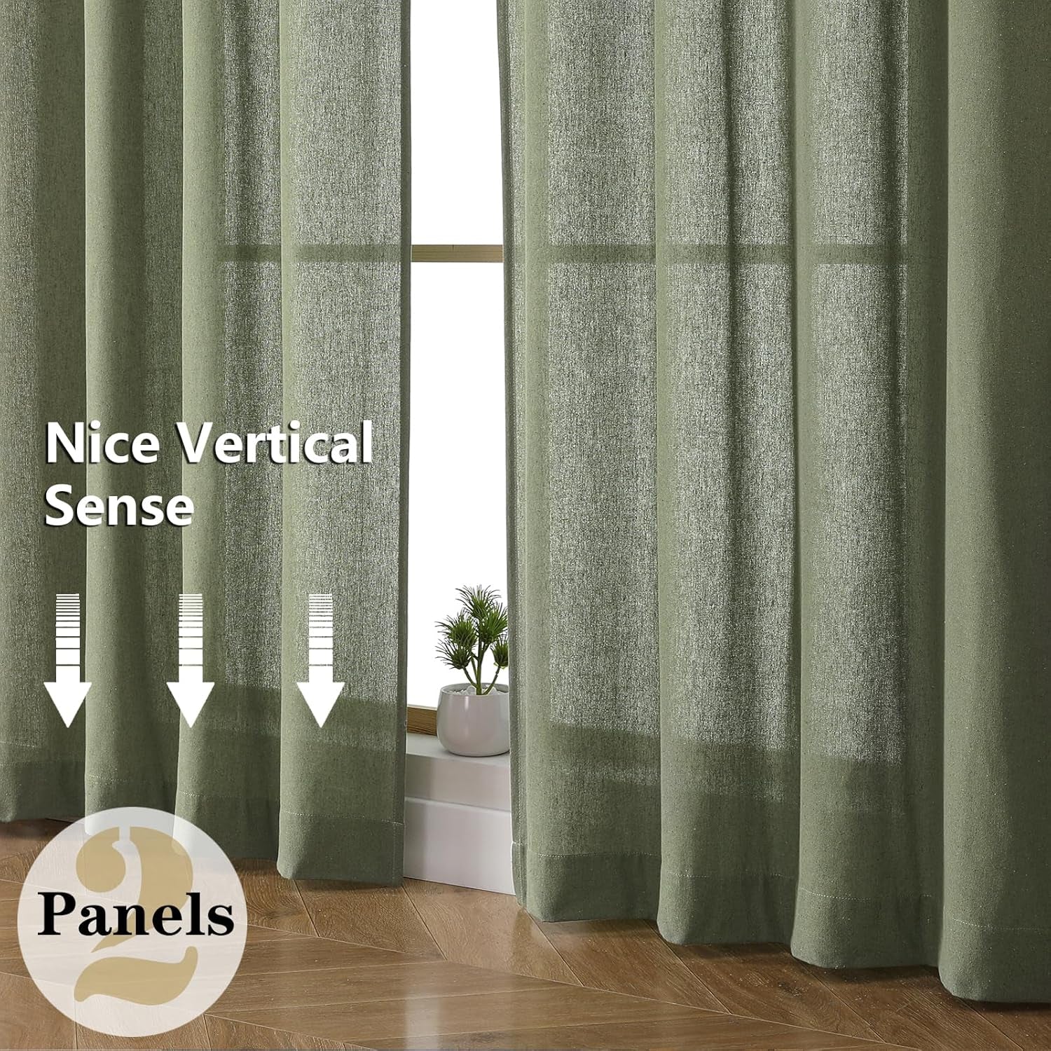 Colin Sage Green Curtains 84 Inches Long for Bedroom Living Room 2 Panels Set, Semi Sheer Light Filtering Soft Linen Textured Curtain, Modern Rod Pocket Drapes, 2 Panels, 42 X 84 Inch