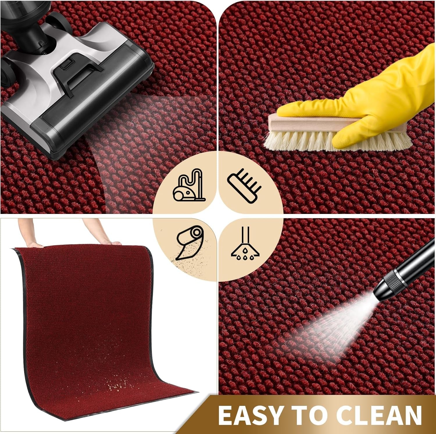 Doormat Outdoor Indoor Entrance 29.5 X 17, All-Season All-Weather Front Door Mat, 100% Waterproof Welcome Matt for Floor Garage outside Entry, Stain and Fade Resistant,Black Red