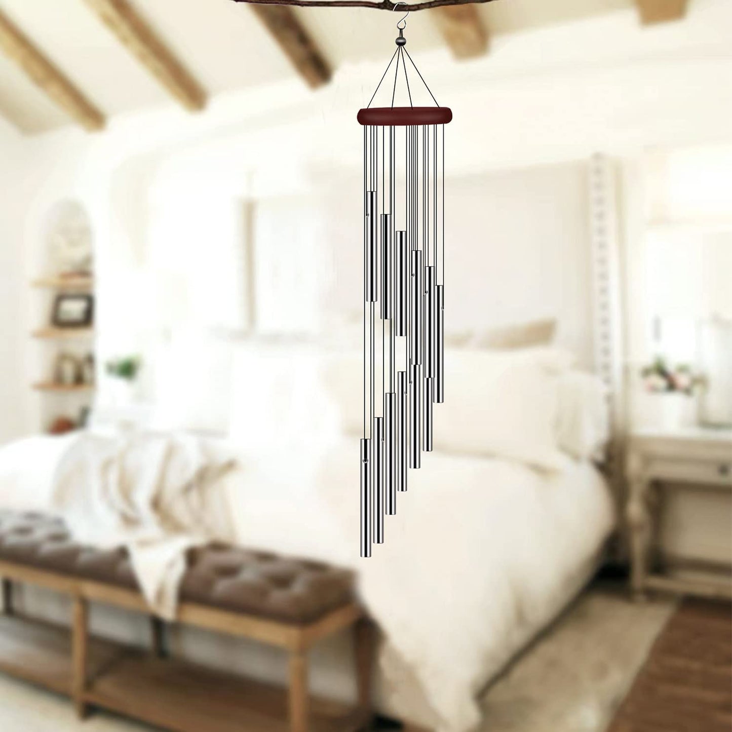 Wind Chimes for Outside, Sympathy Wind Chimes Outdoor Clearance with 12 Aluminum Alloy Tubes and Hook, Memorial Wind Chime Gift Decoration for Home, Patio, Garden, Outdoor
