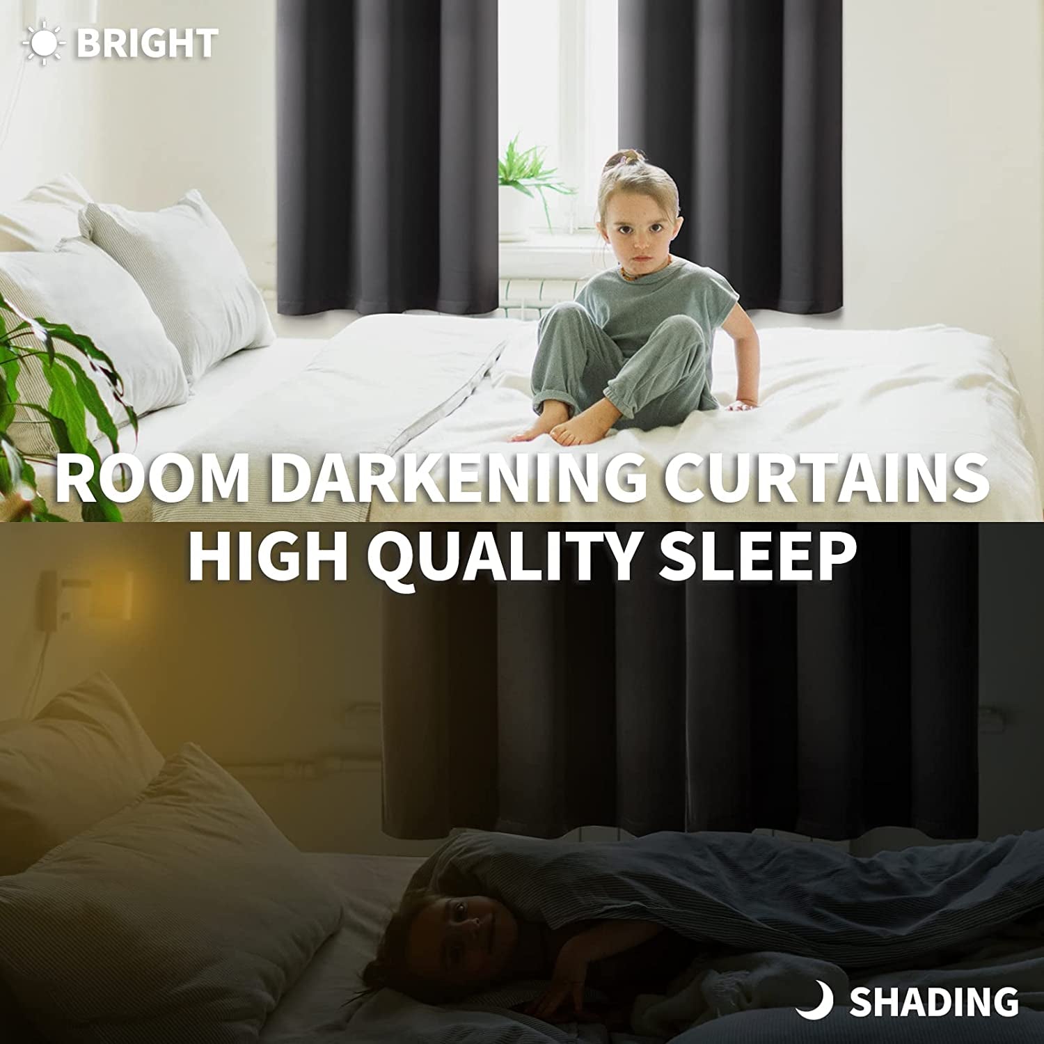 Small Blackout Curtains 36 Inch Length for Kitchen Window over Sink - Dark Grey Cafe Drapes Half Window with Rod Pocket for Rv Bathroom, 2 Panels, 34 X 36 Inch