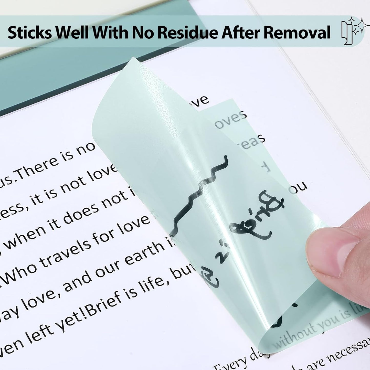 Transparent Sticky Notes - Pastel Color Clear Sticky Notes, 3X3 Inch, Waterproof, 300 Sheets for College, School & Office
