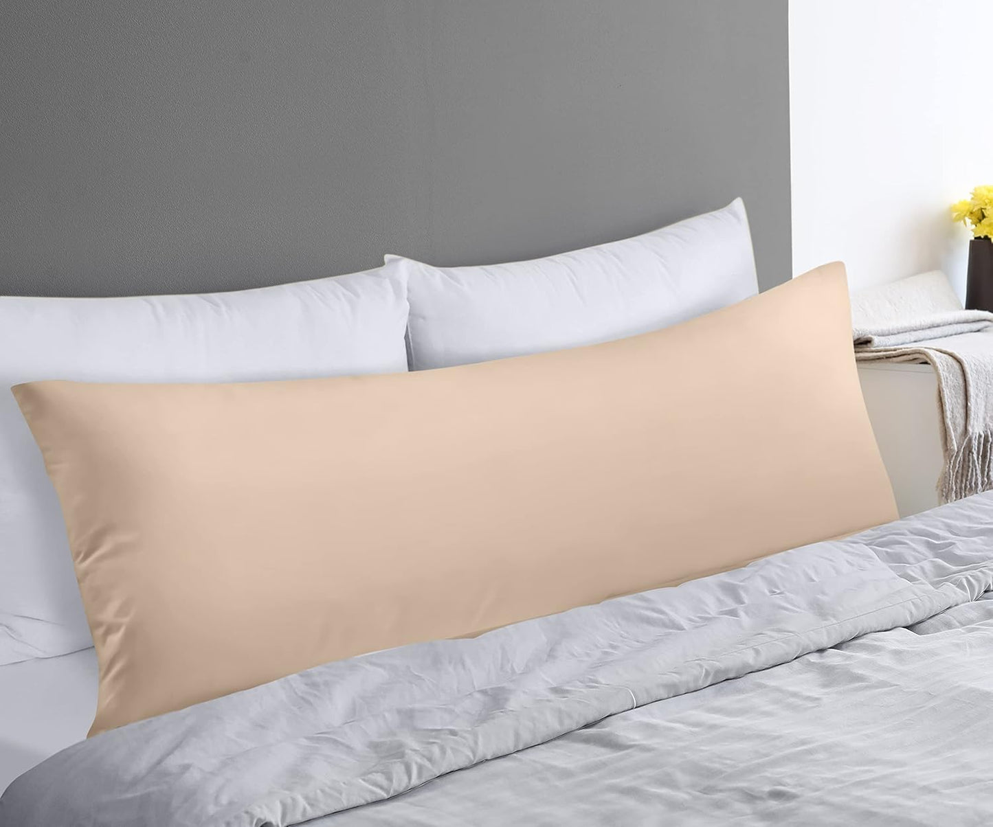 Full Body Pillow for Adults (Beige, 20 X 54 Inch), Long Pillow Insert for Sleeping, Ideal for Side Sleepers