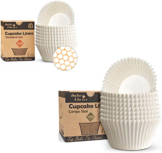 200Pcs Standard White Cupcake Liners and 100Pcs Jumbo Cupcake Liners