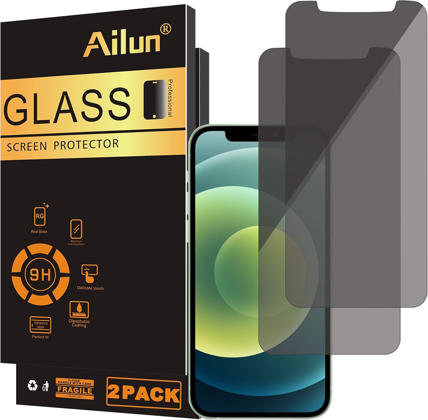 Glass Screen Protector - 3 Pack for Iphone 12/12 Pro 2020 6.1 Inch & Privacy Screen Protector - 2 Pack for Iphone 12/12 Pro 2020 6.1 Inch