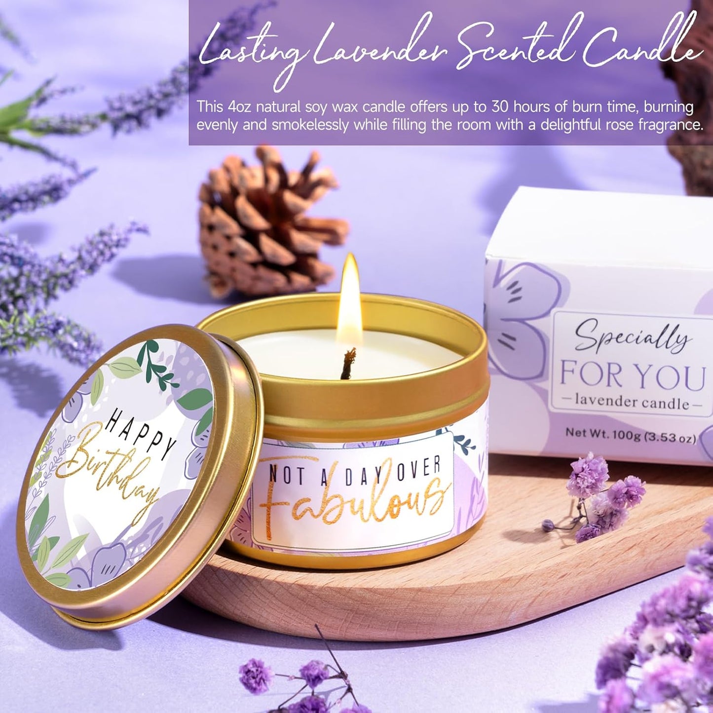 Birthday Gifts for Women Friendship, Unique Happy Birthday Gift Basket for Mom Wife Her Best Friend Sister Girlfriend Coworker W/Flannel Blanket, Luxury Self Care Box Lavender Relaxing Spa Gifts Set