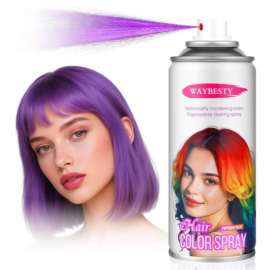 Temporary Hair Color Spray for Kids Women Men, Washable Hair Color Wax Dye for Cosplay Party DIY, Christmas Party, Halloween Crazy Hair Day (Purple, 4.06 Oz)