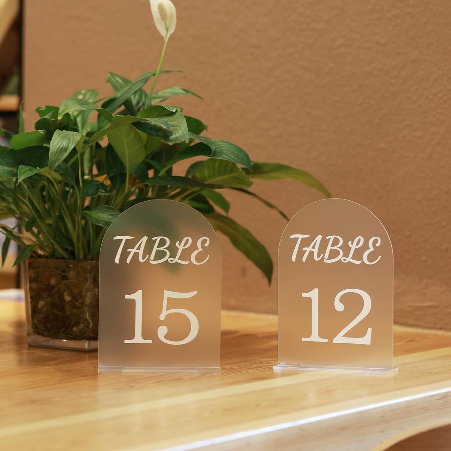 Table Numbers Wedding Seating Chart 5X7Inch Acrylic Table Number Holders Wedding Decorations for Reception Perfect for Decoration, Party, Anniversary, Event (Matte White, 1-15)