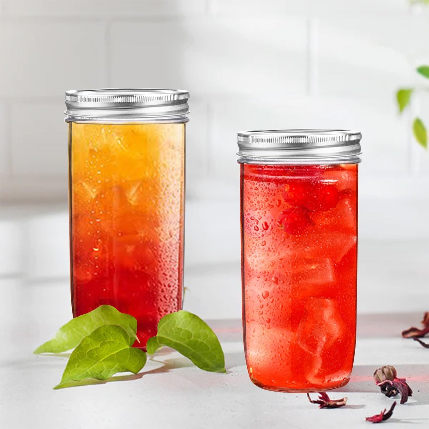 24 Oz Mason Jars,6 Pack Wide Mouth Mason Jars 24Oz with Lids,Tall Mason Jars for Canning,Preserving,Fermenting,Pickling