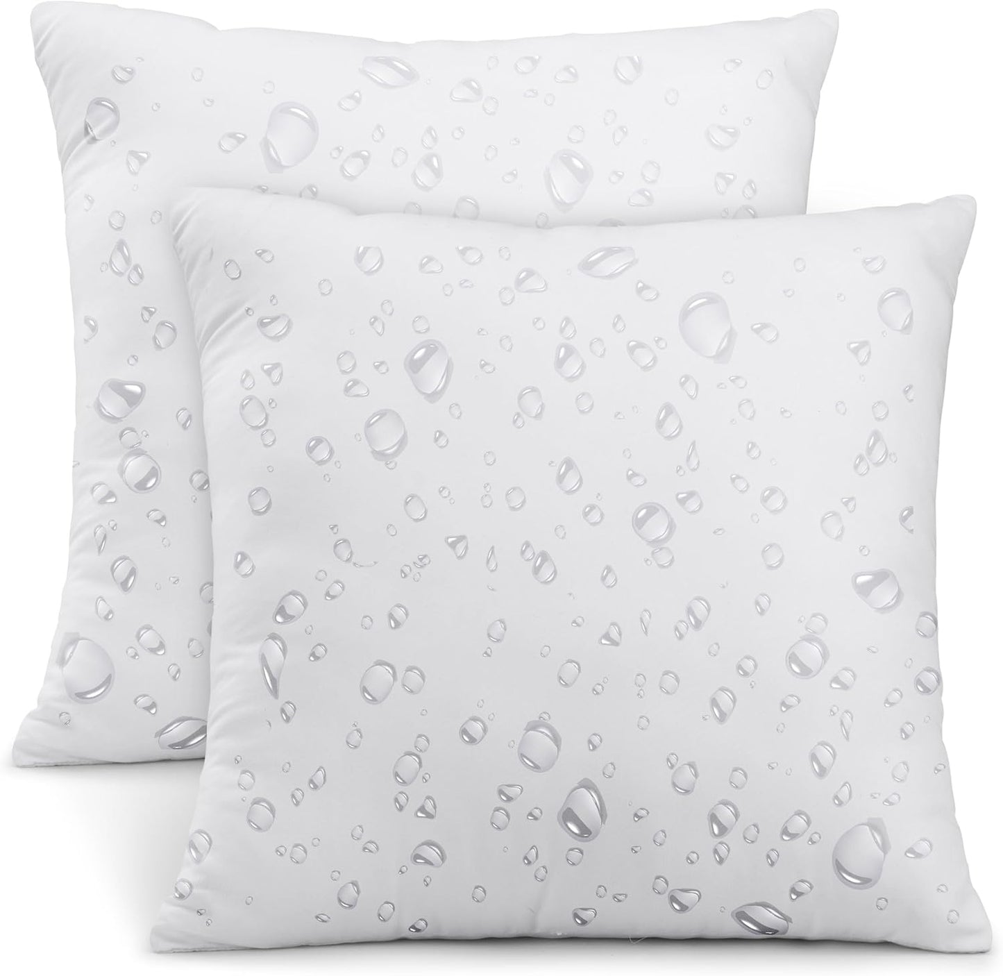 Outdoor Pillow Inserts 18 X 18 Inches (Pack of 2, White), Water Resistant Garden Throw Pillows for Patio and Porch Furniture