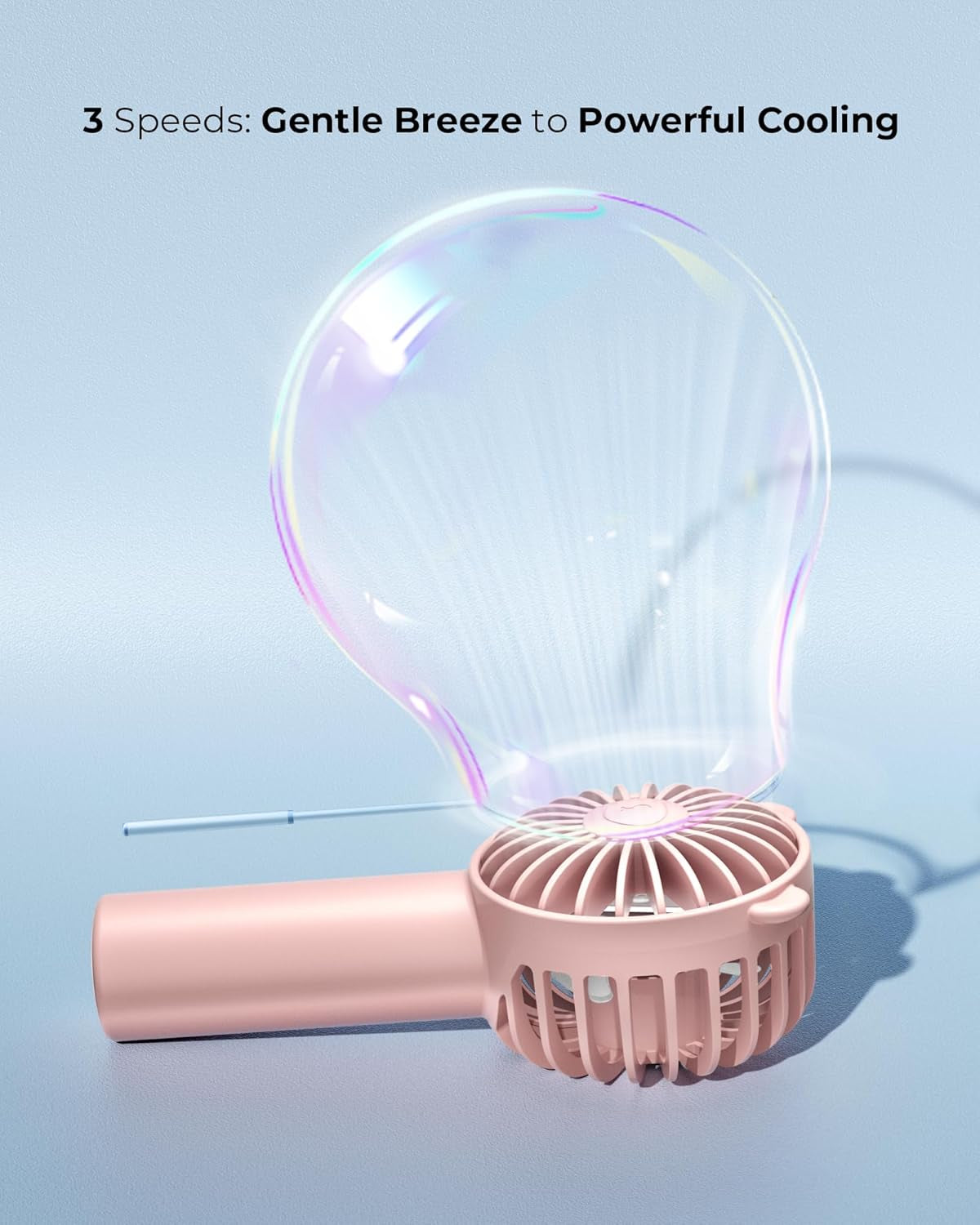 Mini Portable Fan, Handheld Fan with 3 Speeds for 2000Mah Battery USB-C Rechargeable, 3-Speed Quiet Operation, Stylish for Outdoors & Travel