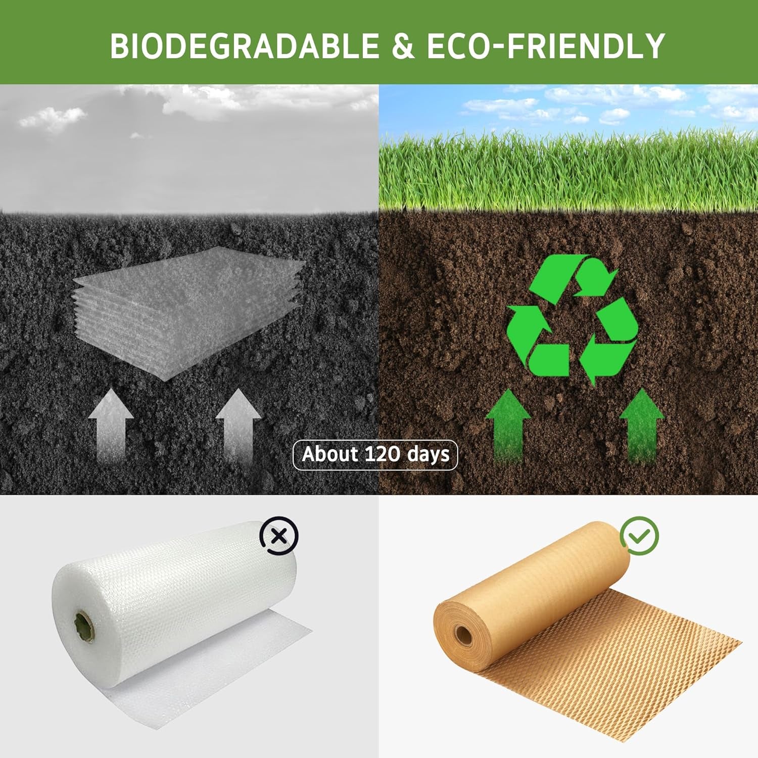 Honeycomb Packing Paper, 12" X 200' Cushion Bubble Packing Paper for Moving Shipping Packaging, Recyclable Moving Supplies Wrap Paper Roll with 20 Fragile Sticker Labels